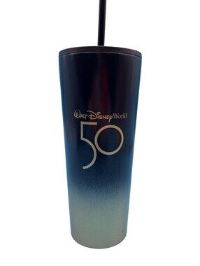 Starbucks Disney Walt Disney World 50 Tumbler Black Gold Stainless Straw Lid